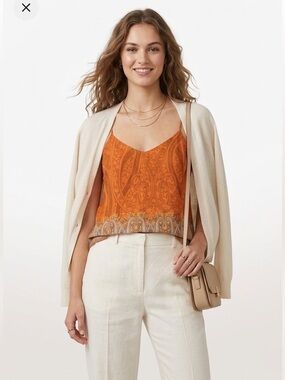 Bohemian Orange Paisley Pattern Lined Tank Top